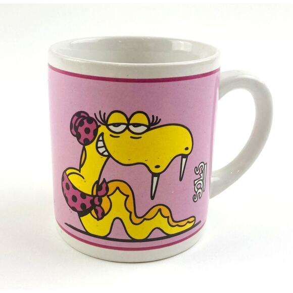 Comics SOLS Coffee Mug Snake Vice President Applause Salisbury 1975 Vintage Pink - Picture 1 of 8